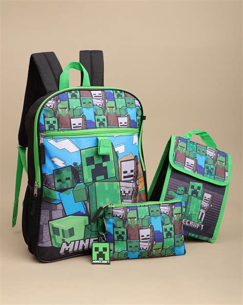 Minecraft Backpack with Lunch Bag & Pencil Pouch for Boys & Girls | Sc ...