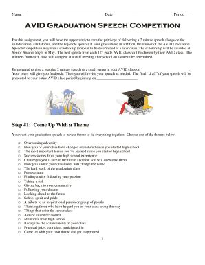 Fillable Online AVID Graduation Speech Competition Fax Email Print ...