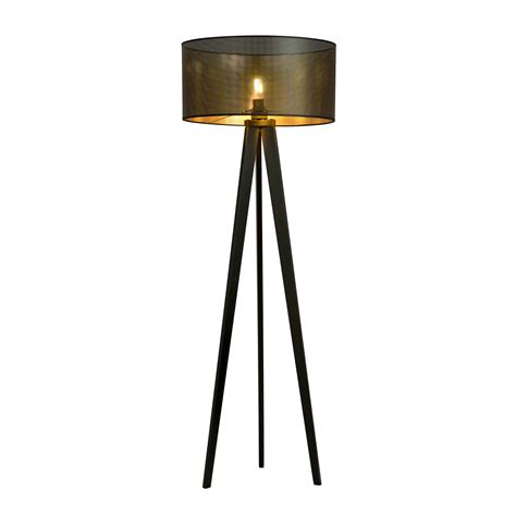 Skive black and gold 3-legged floor lamp with robust metal tube 1x E27 ...