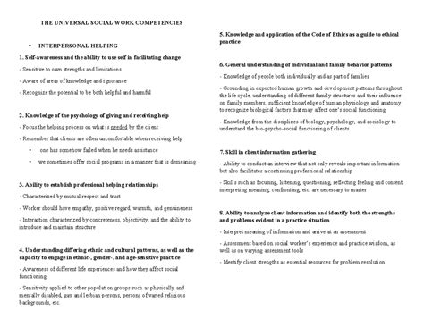 THE Universal Social WORK Competencies - THE UNIVERSAL SOCIAL WORK ...