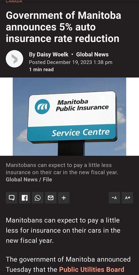 MPI 5% insurance rate reduction : r/Manitoba