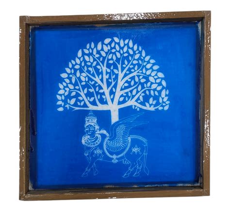 Square Wooden Frame Kamadenu Kalpavruksham design Kolam Rangoli Stenci ...