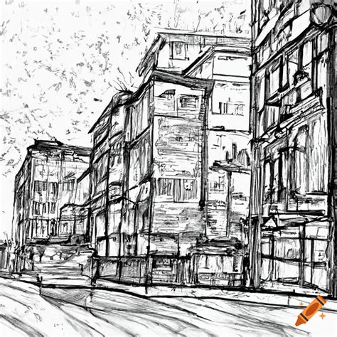 Detailed sketch of a city on Craiyon