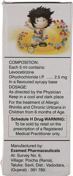 Xyzal 2.5 MG/5ML Syrup (60): Uses, Side Effects, Price & Dosage | PharmEasy
