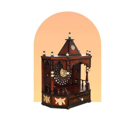 Aikyam Wall Mount Pooja Mandir without Door (Brown Gold)