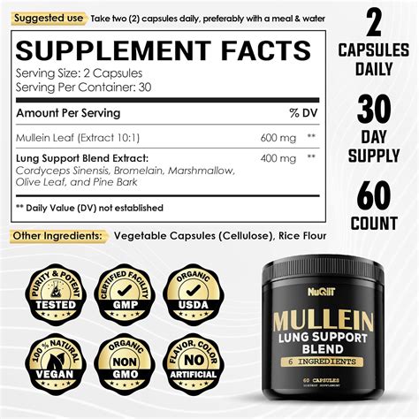 NUQIIT 1000mg Mullein Leaf Capsules - Respiratory India | Ubuy