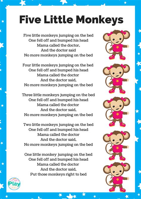Printable Five Little Monkeys - Printable Calendars AT A GLANCE