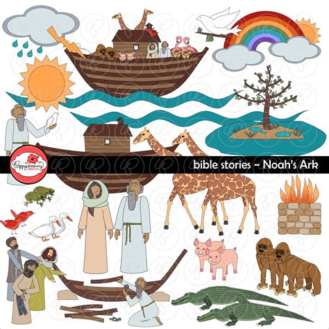 Bible Stories: Noah's Ark Clipart Set by Poppydreamz Bible Biblical ...