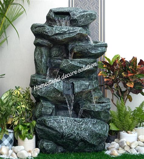 Homestead DECORE Solution Rock Big Stone Look Fiber Fountain for Home ...