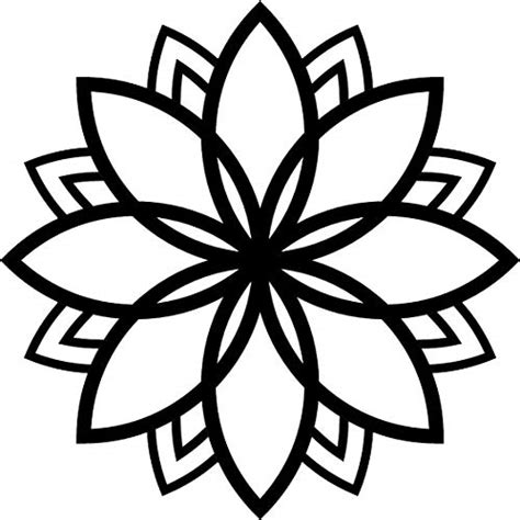 Buy Simple Black White Geometric Flower Art Icon Vinyl Sticker (4" Tall ...