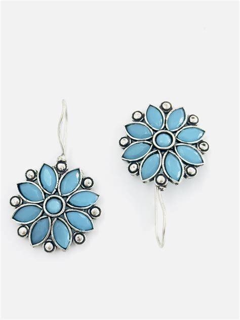 Blue oxidized German silver studs – Astikya