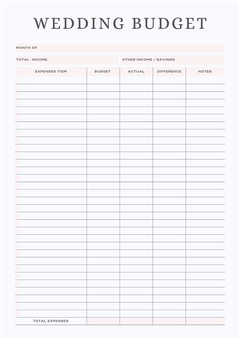 Printable Wedding Budget Worksheet | Budgeting Worksheets