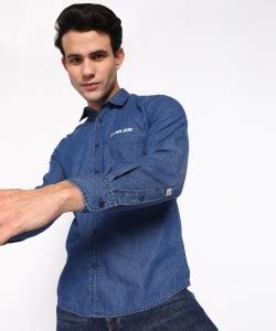 Pepe Jeans Men Solid Casual Blue Shirt - Buy Pepe Jeans Men Solid ...