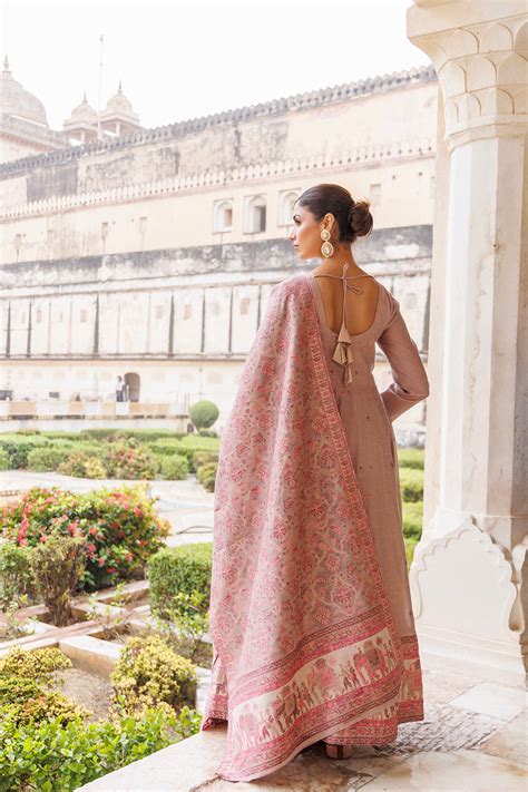 Kidar Peach Silk Sequin Embellished Anarkali Set– Kidar Textile Mills