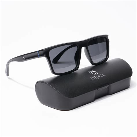 Eyejack Wayfarer Polarized Sunglasses for Men & Women (Black Lens | Ma ...