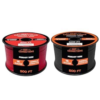 Audiopipe 16 Gauge Red & Black 500 Feet Each Primary Power Wire Remote ...