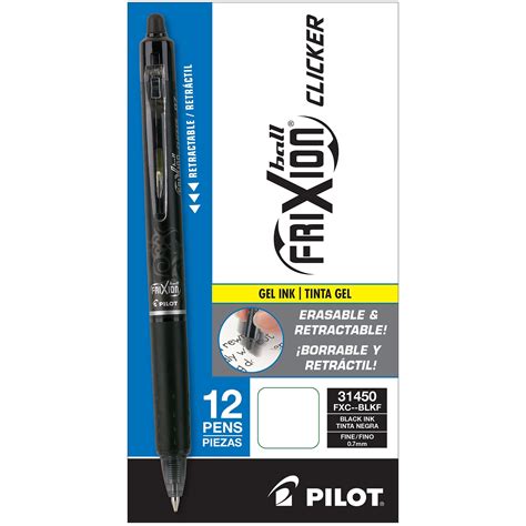 Pilot FriXion Ball Clicker Erasable Gel Pens, Fine Point, 0.7mm, Black ...