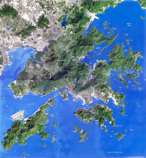 Detailed satellite map of Hong Kong | Hong Kong | Asia | Mapsland | Maps of the World