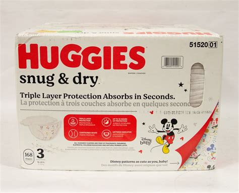 NEW BOX OF 168 HUGGIES SNUG & DRY SIZE 3 DIAPERS
