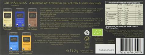 Green & Black's Organic Milk Miniature Chocolate Gift Collection 180g ...