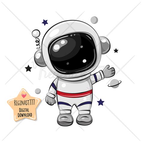 Cute Astronaut Clipart Astronaut Clip Art Cute Baby Print | Etsy