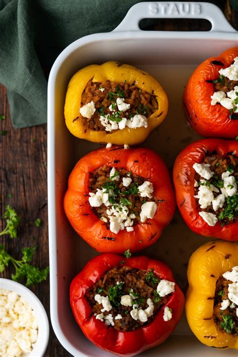 Greek Stuffed Peppers - The Wanderlust Kitchen