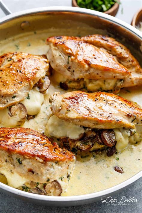 Cheesy Garlic Butter Mushroom Stuffed Chicken - Cafe Delites