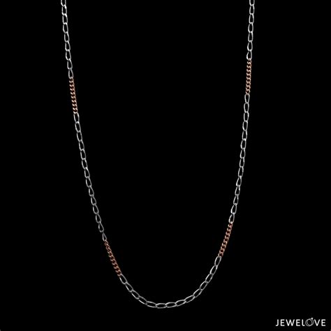 Jewelove™ Chains Thin Platinum & Rose Gold Chain for Women JL PT CH 953