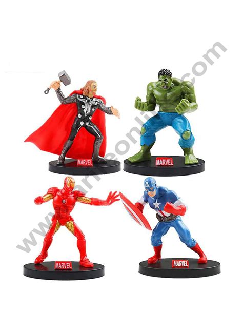 Cake Decor Toys 4 Pcs Set Big Avengers Toys Plastic Action Figures Toy ...