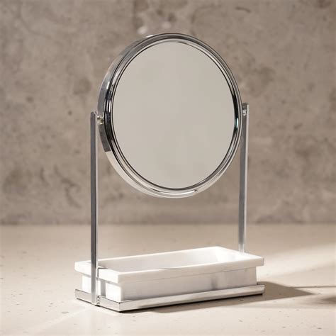 Pure Home + Living Silver Double Sided Metal Vanity Mirror with ...