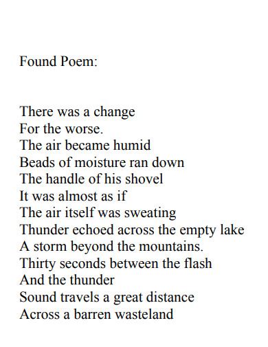 Image result for Found Poem Examples