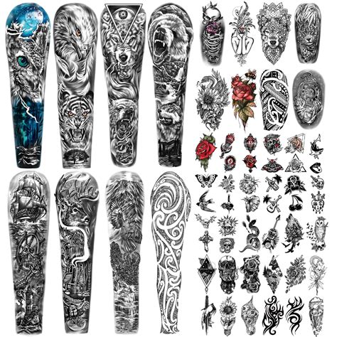 Buy SOOVSY 46 Sheets Temporary Tattoos Stickers, Full Arm Temporary ...