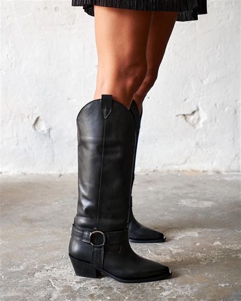 MELENY BLACK COWBOY BOOTS – Pelin's Shoes Europe