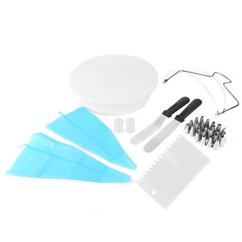 33Pcs Cake Decorating Turntable Rotating Base Nozzles Scraper Set Tools ...