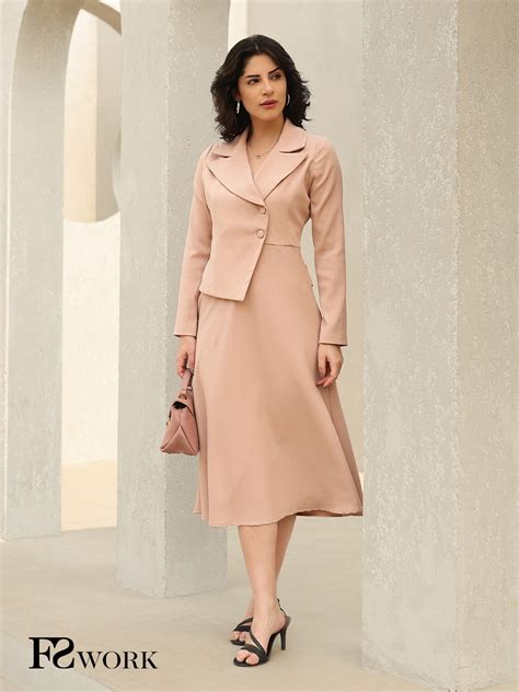 A-line Jacket Dress - Dusty Pink