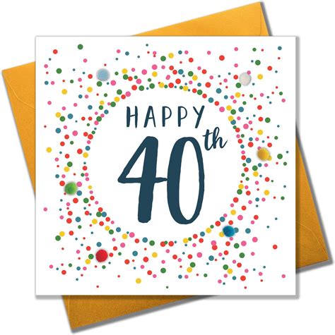 Pom Pom POM044 "40th" Greeting Card : Amazon.co.uk: Stationery & Office ...