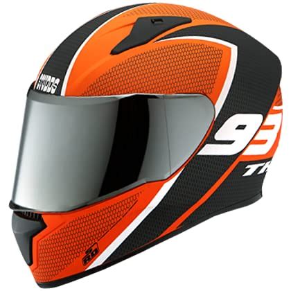 Studds Helmet Thunder D3 with Mirror Visor (Matt Orange N6, XL ...