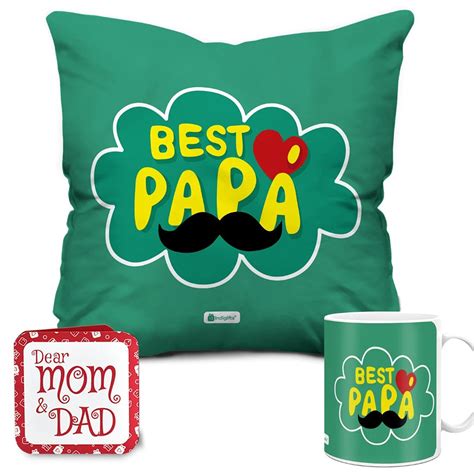 Indigifts Micro Satin and Fiber Best Papa Printed Cushion Cover with ...
