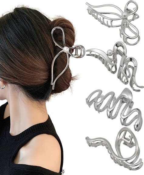 Amazon.com: 2 Pcs Large Metal Hair Claw Clips - Personality Nonslip ...