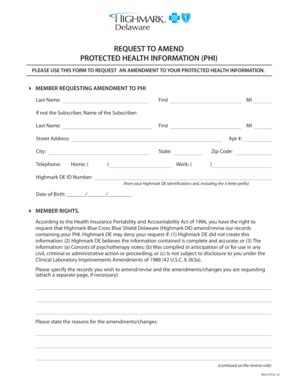 Fillable Online Request to amend protected health information phi ...