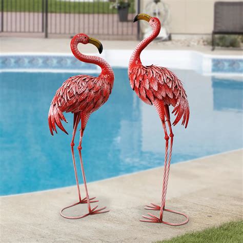 Amazon.com: Oritty 32-36 Inch Red Flamingo Garden Statues, Metal ...