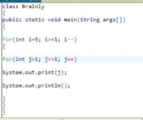 Write a java program to print following pattern-- 12345 1234 123 12 1 ...