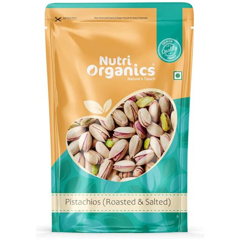 NutriOrganics Pista Dry Fruits Roasted And Salted Pistachio 500G ...