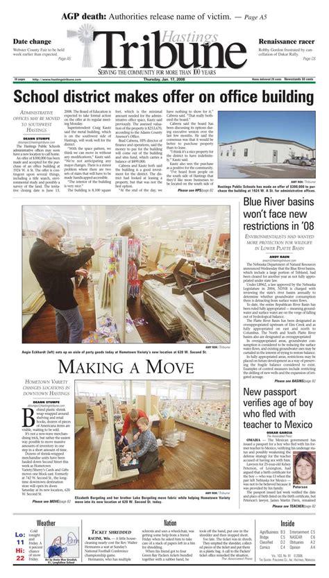 Hastings Tribune, Jan. 18, 2008 | History | hastingstribune.com