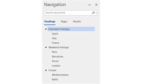 Image result for Creating a Navigation Window for Word