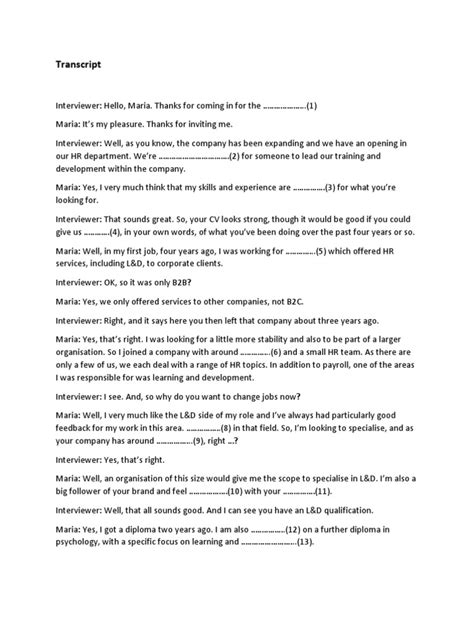 Image result for Transcript Audio Sample PDF