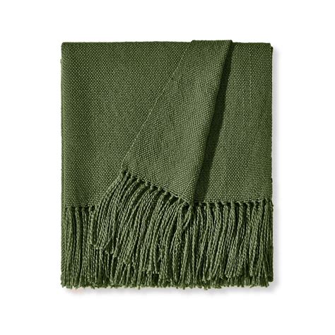 Green Throw Blanket for Couch, Boho Throw Blanket with Fringe Tassel ...