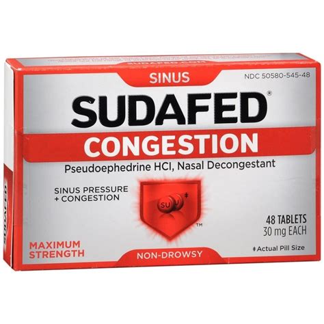 Sudafed Congestion Pseudoephedrine HCl Tablets – 48 TB – Medcare | Wholesale company for beauty ...