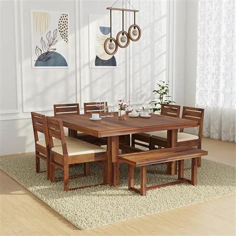 GCA1 WOODZONE Sheesham Wood Dining Table 8 Seater | Eight Seater Square ...