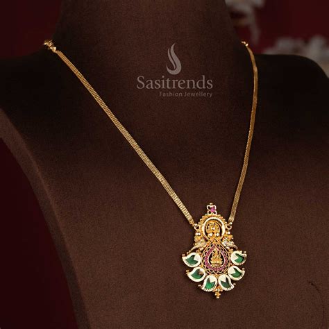 Micro Gold Plated Floral Lakshmi Teardrop Pendant Necklace – Sasitrends